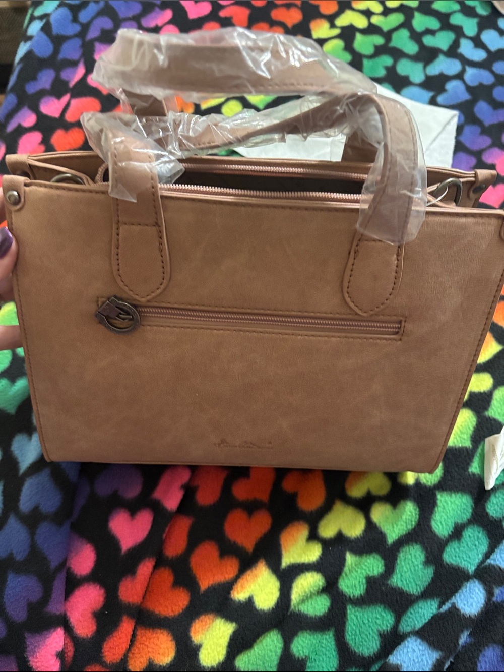 Montana West Tan Satchel with Teal and Rust Aztec Embroidery - Picture 3 of 6